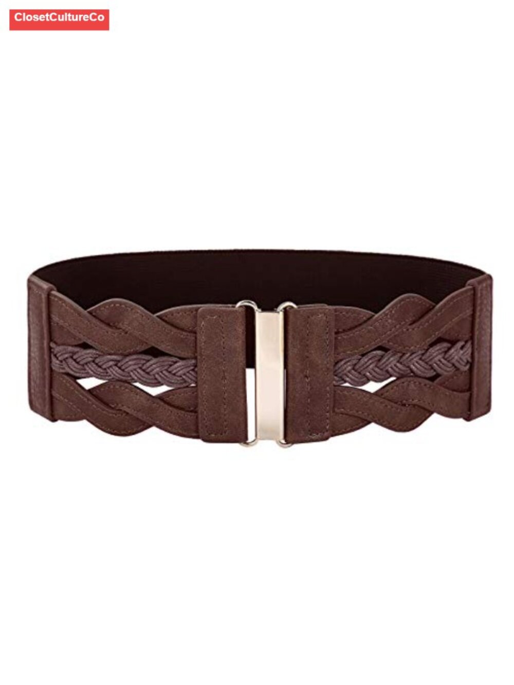 Wide Elastic Waist Belt Faux Leather Polyester Blend Cinch Belt for Dresses